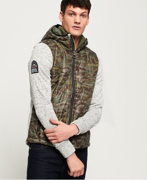 Superdry Storm Wave Quilt Hybrid Cipzár Férfi Kapucnis Pulóver Camo | KHSZN3982